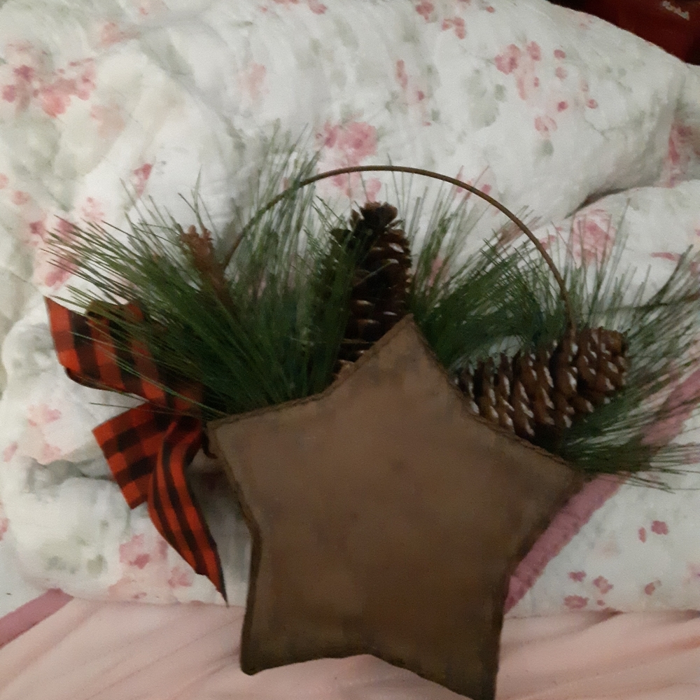 Rustic Brown Star Holiday Wreath with Pine and Pinecones